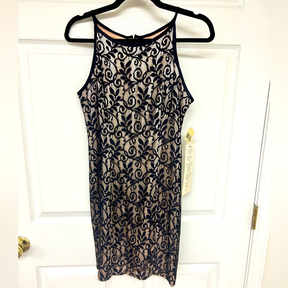 NWT Caren Desiree Company CDC High Neck Black Lace Formal Dress Size 6